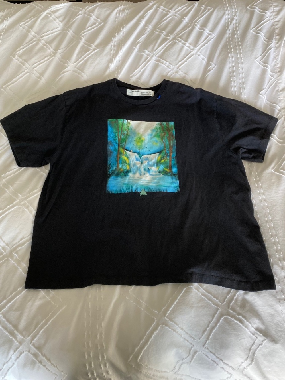 Off White Black Graphic Tshirt Logo size M Mens